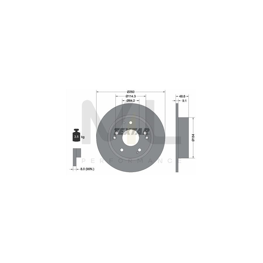 TEXTAR PRO 92227603 Brake Disc Solid, Coated, without wheel hub, without wheel studs - 1 piece