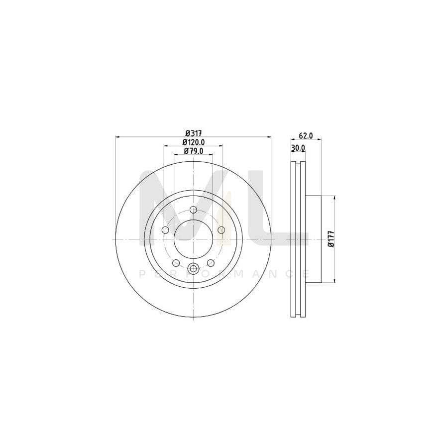 HELLA PRO 8DD 355 118-641 Brake Disc Internally Vented, Coated, without wheel hub, without wheel studs | ML Performance Car Parts