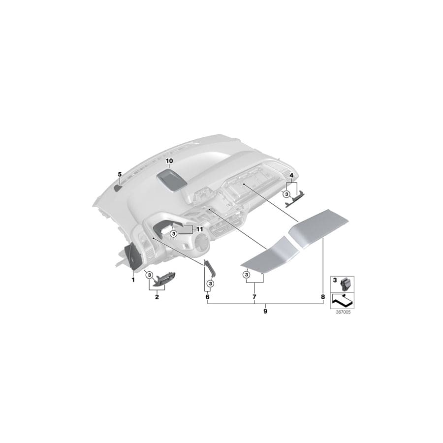 Genuine BMW 51459282994 Trim Panel, I-Panel, Outer Right (Inc. i3 94Ah Rex, i3 94Ah & i3s 94Ah Rex)