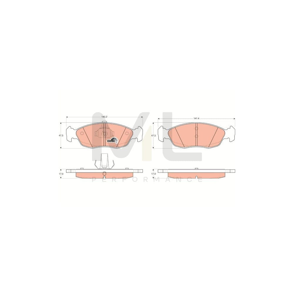 TRW Cotec Gdb1322 Brake Pad Set Not Prepared For Wear Indicator