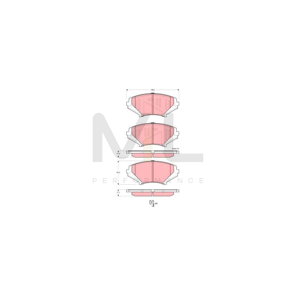 TRW Gdb3356 Brake Pad Set For Mazda Rx-8 (Se, Fe) With Acoustic Wear Warning, With Accessories