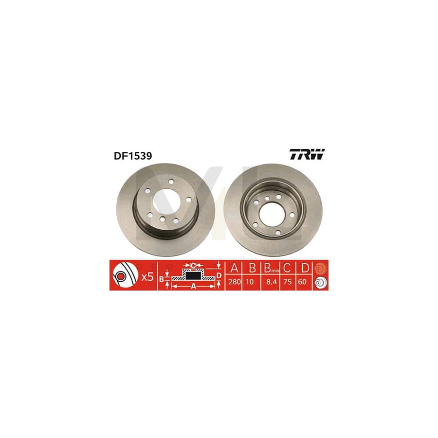 TRW DF1539 Brake Disc for BMW 3 Series Solid, Painted - 1 piece