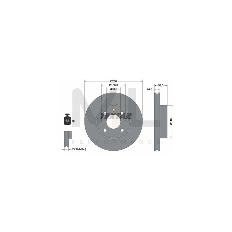 TEXTAR 92027300 Brake Disc Internally Vented, without wheel hub, without wheel studs - 1 piece