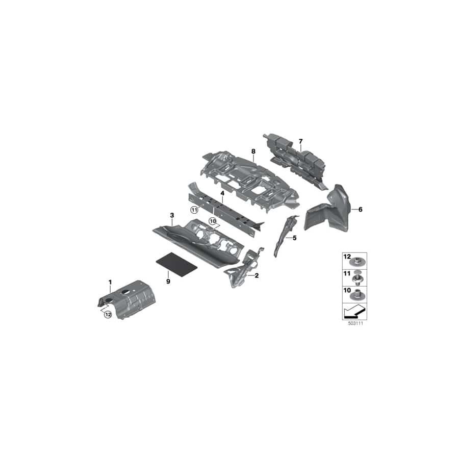 Genuine BMW Mini 51487298609 F45 F44 F46 Trunk Cross Member Sound Insulation (Inc. Cooper, 218dX & One D)