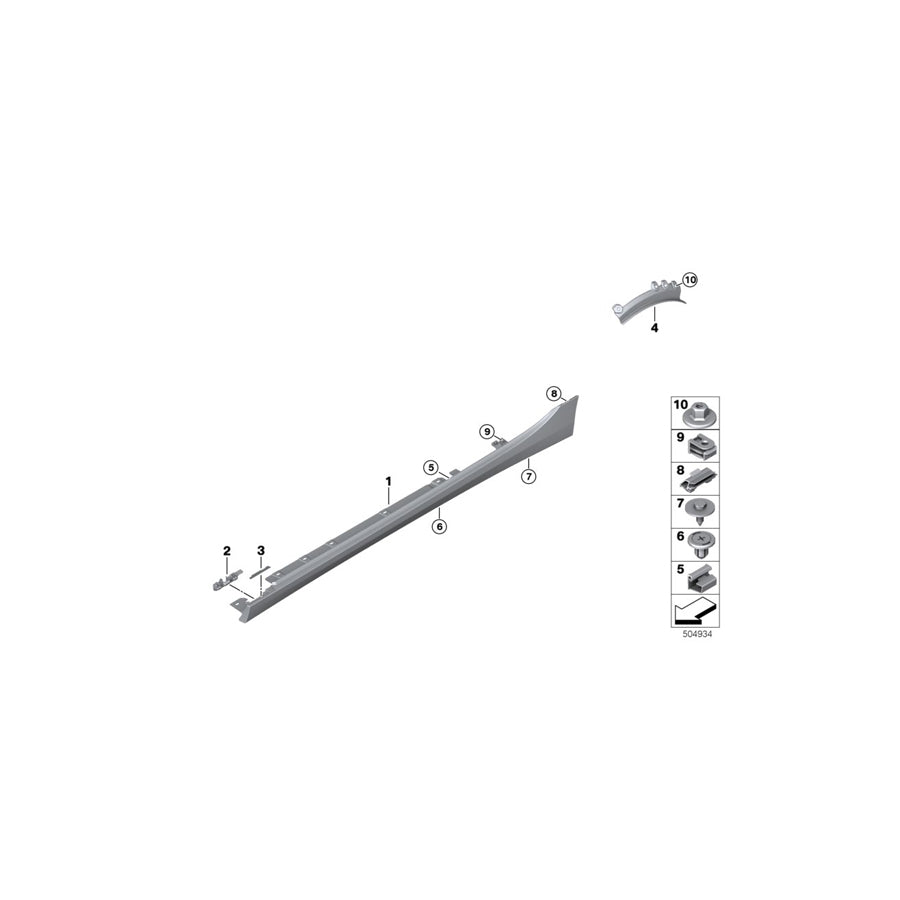 Genuine BMW 51779464568 F40 F44 Sill Trim Panel, Primed Right (Inc. 120dX, 228iX & 220d)