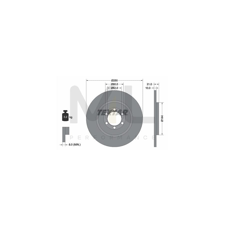 TEXTAR 92033700 Brake Disc Solid, without wheel hub, without wheel studs - 1 piece