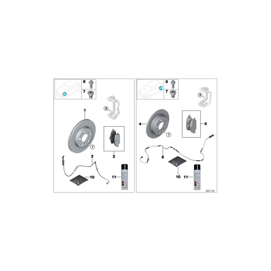 Genuine BMW Mini 34106863293 F56 F55 Repair Kit, Brake Pads Asbestos-Free (Inc. Cooper, Cooper S & Cooper ALL4)