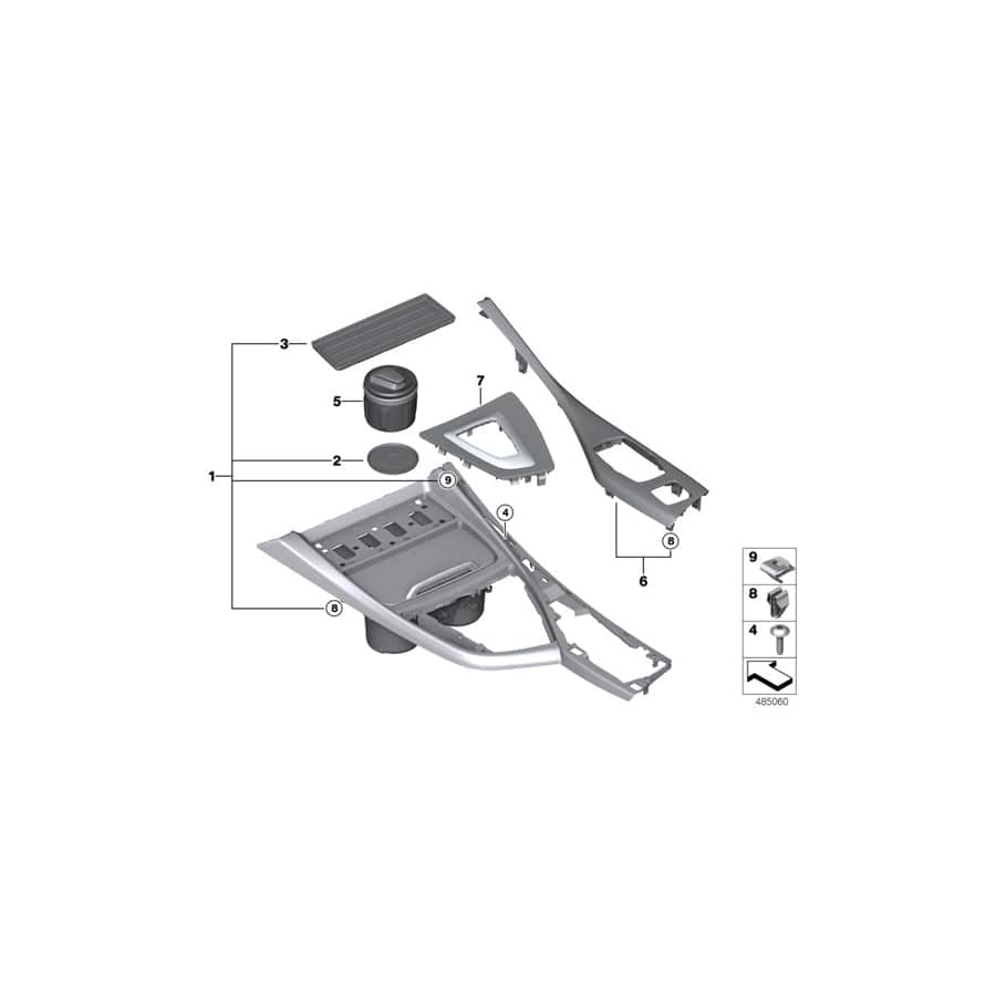 Genuine BMW 51166842323 F23 F20 F21 Center Console Trim With Cup Holder SCHWARZ (Inc. M240iX, M240i & 118i)