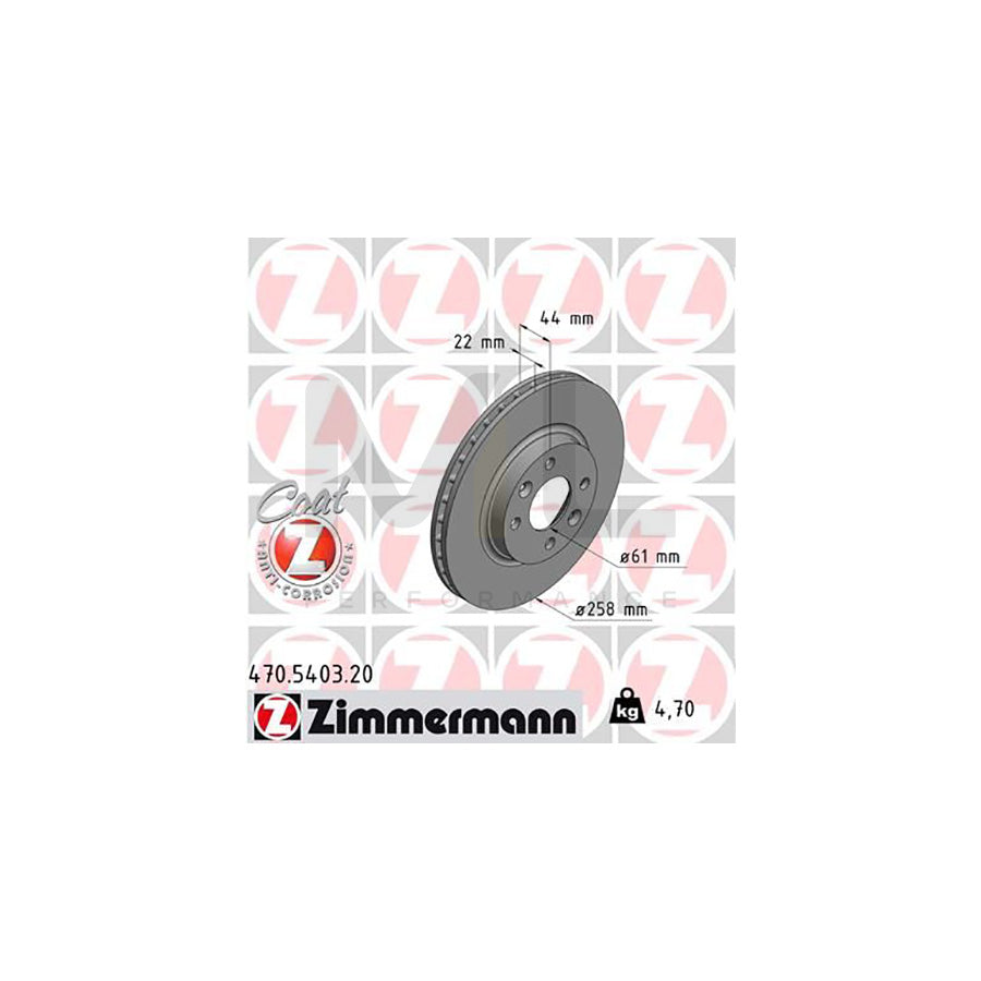 ZIMMERMANN COAT Z 470.5403.20 Brake Disc Internally Vented, Coated - 1 piece