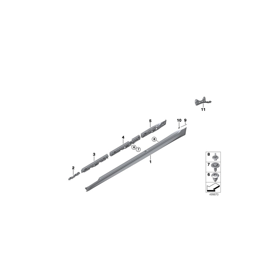 Genuine BMW 51778073133 G31 F90 G30 Rocker Panel Trim, Primed, Left -M- (Inc. M5, M550iX & 520dX)