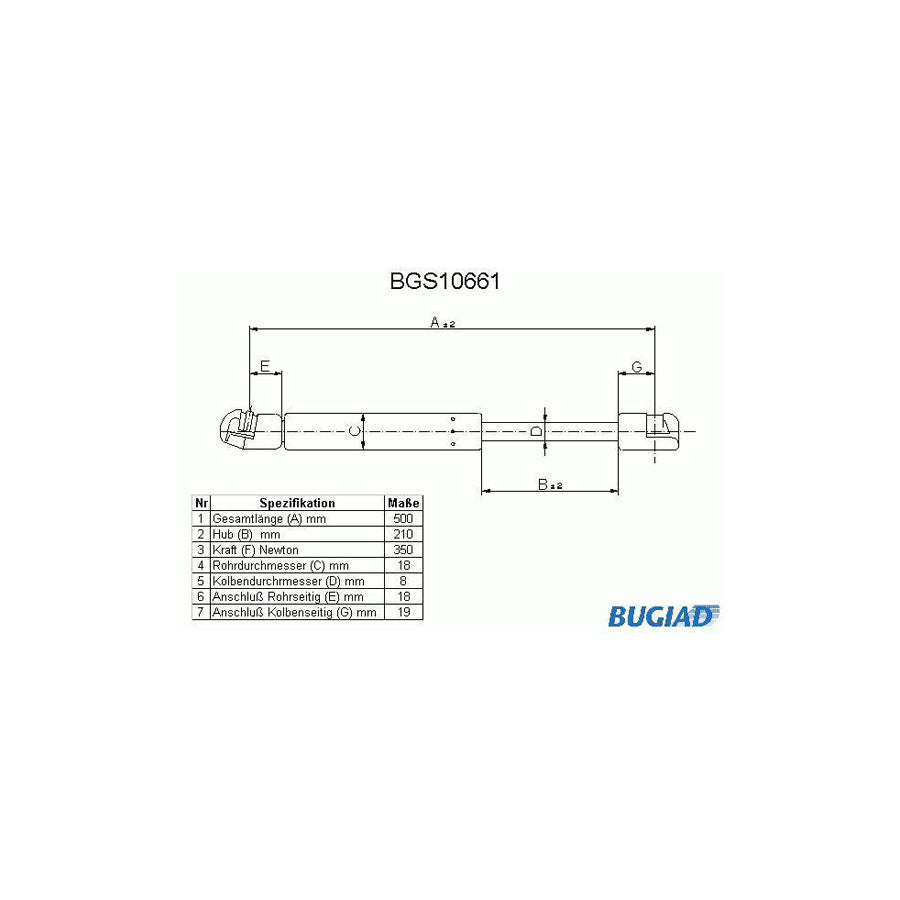BUGIAD Bgs10661 Bonnet Strut