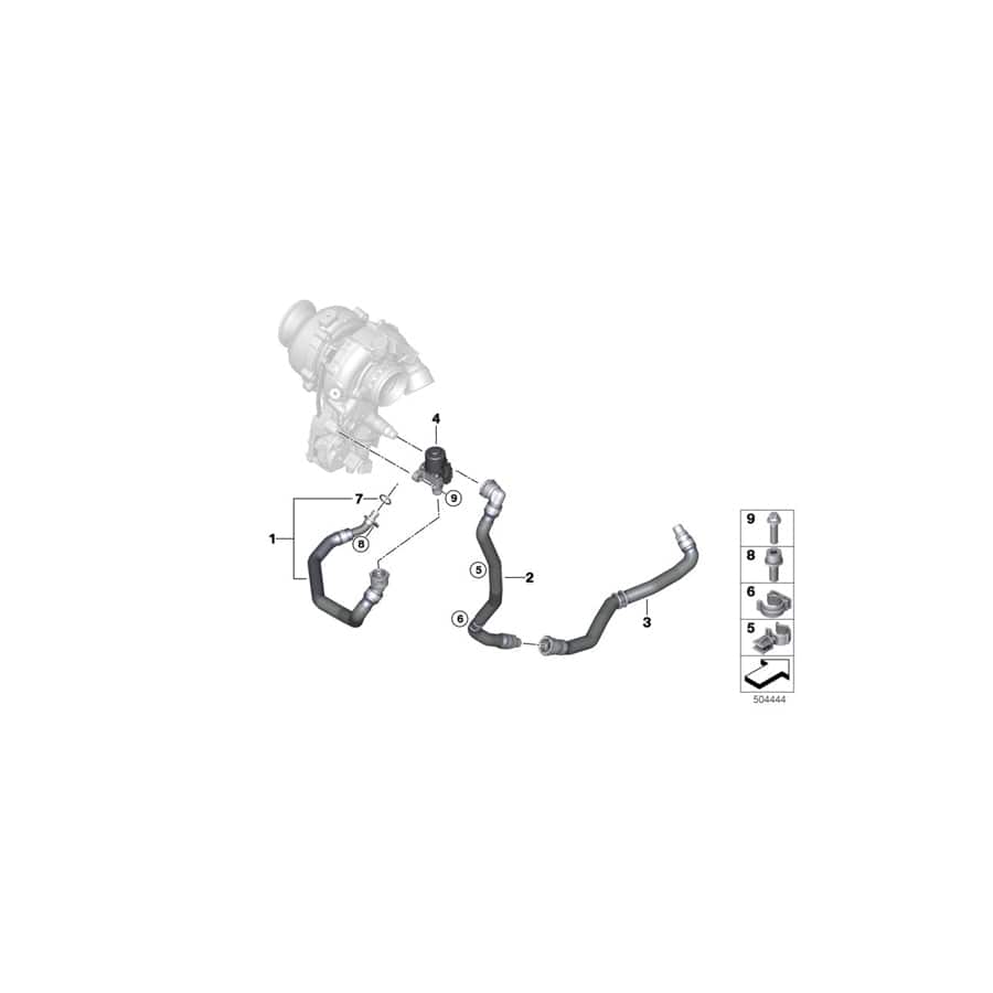 Genuine BMW 11538580565 F48 F39 Line From Coolant Pump-Engine Block (Inc. X1 25dX & X2 25dX)