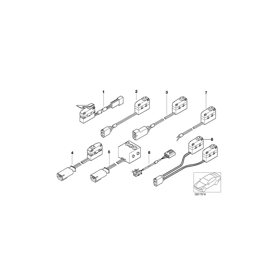 Genuine BMW 61318365953 E39 E38 Micro Switch Door Catch (Inc. 735i, 740d & M5)