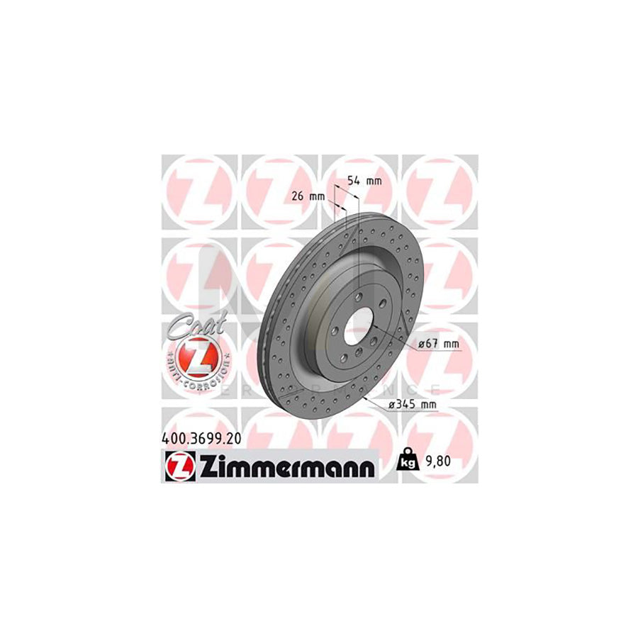 ZIMMERMANN COAT Z 400.3699.20 Brake Disc Internally Vented, Slotted / Perforated, Coated, High-carbon - 1 piece