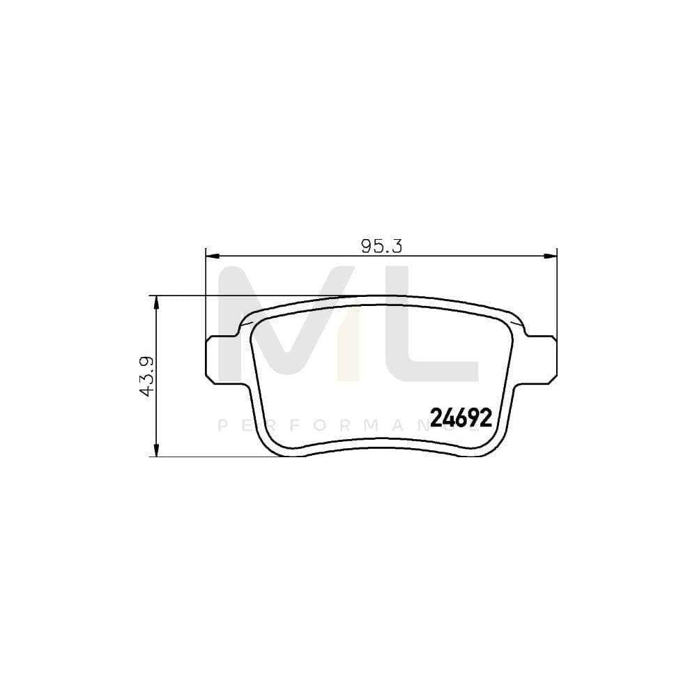 Hella 8DB 355 020-641 Brake Pad Set Not Prepared For Wear Indicator, With Brake Caliper Screws | ML Performance Car Parts