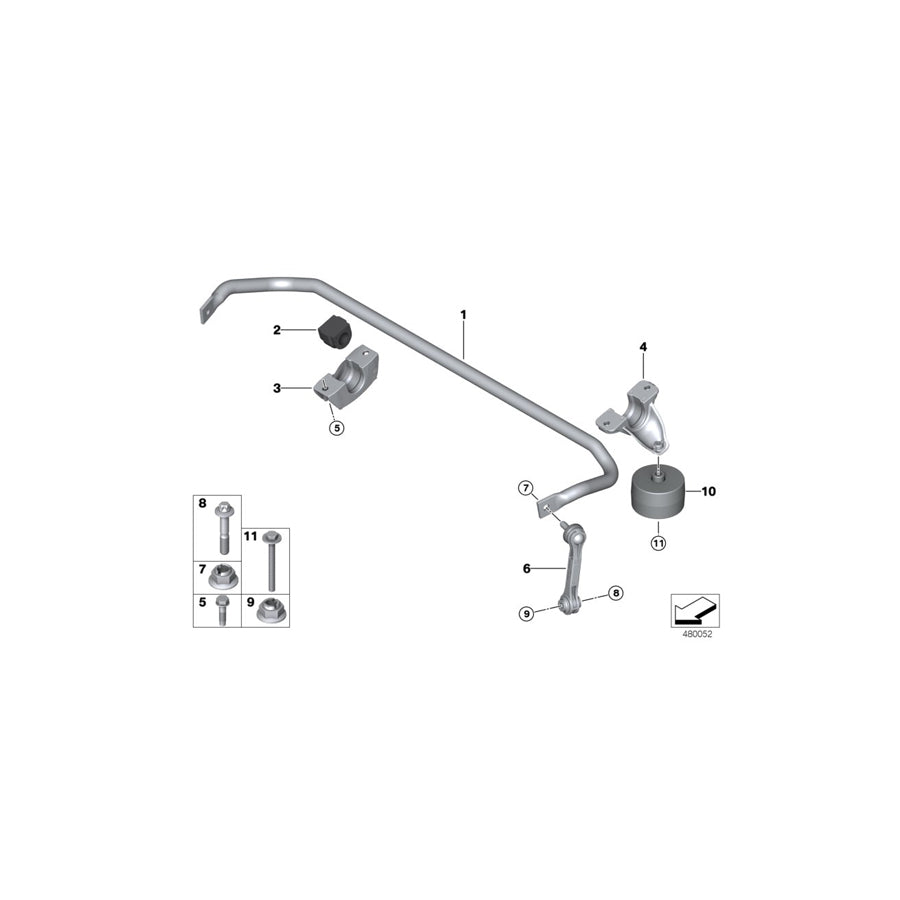 Genuine BMW 33506861459 G11 G12 Stabilizer, Rear Axle (Inc. 745LeX, 540iX & 530d)