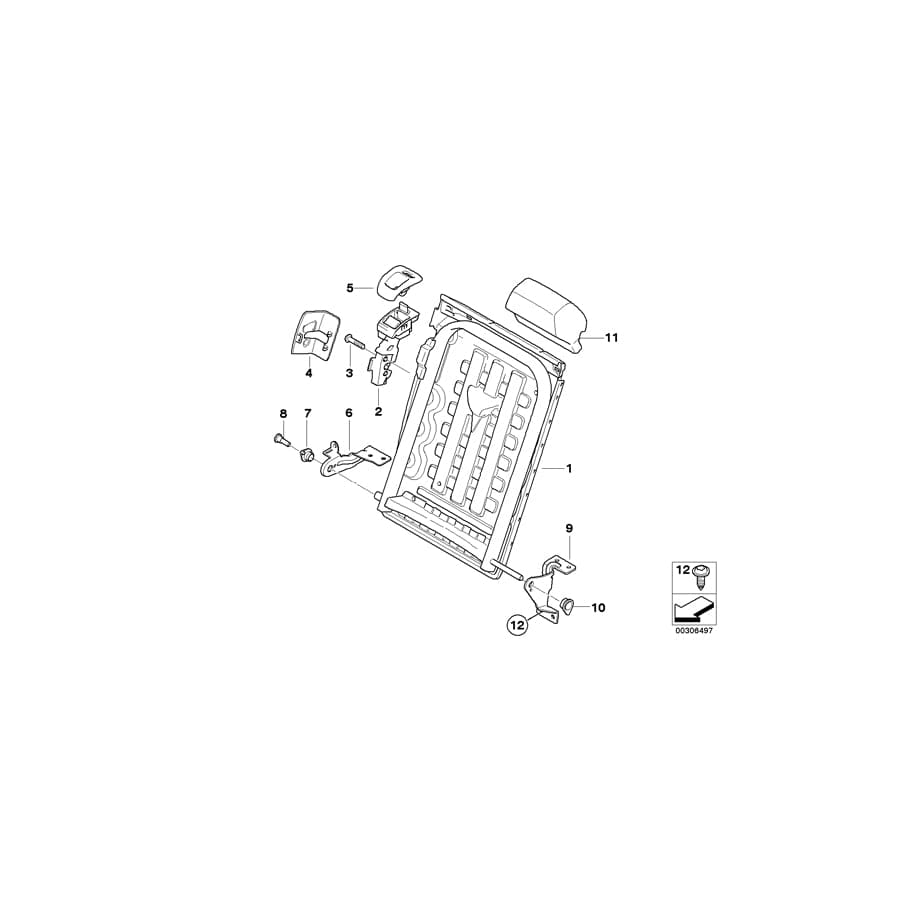 Genuine BMW 52207216262 E71 E72 Frame, Backrest Right ANTHRAZIT (Inc. Hybrid X6, X6 50iX & X6 35dX)