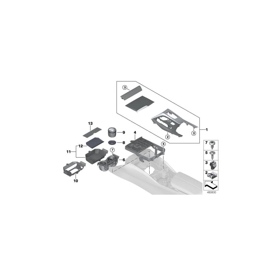Genuine BMW 51166833815 G30 G31 F90 Compartment, Center Console, Front (Inc. 640iX, 525d & M5)