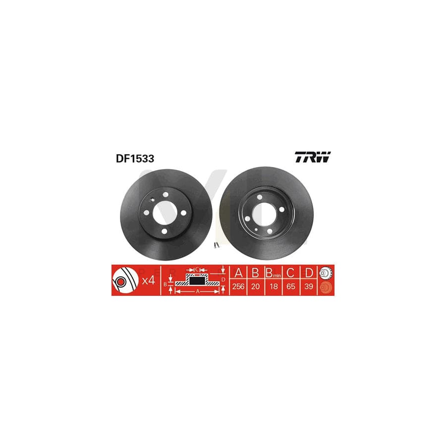 TRW DF1533 Brake Disc Vented, Painted - 1 piece