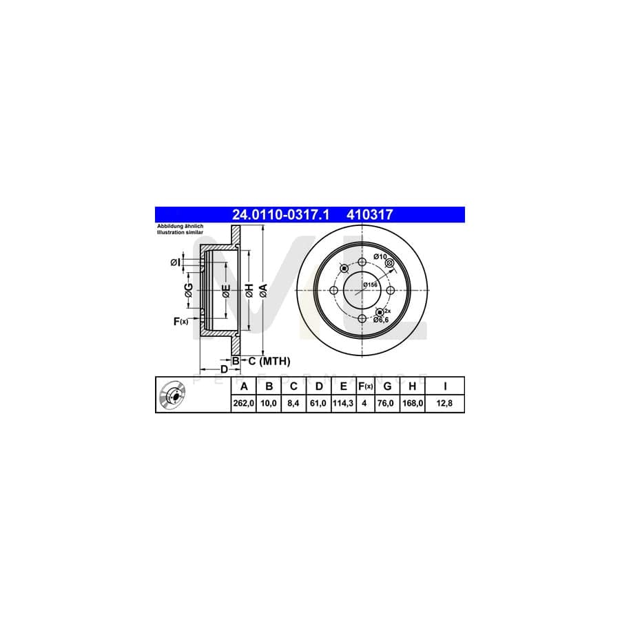 ATE 24.0110-0317.1 Brake Disc Solid - 1 piece
