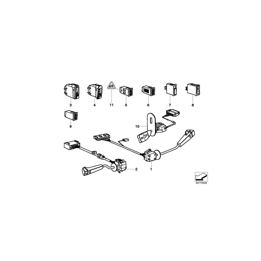 Genuine BMW 61318350695 E34 E32 Switch Turn Signal,Dip-Dim Control (Inc. 535i, M5 3.6 & 735iL)