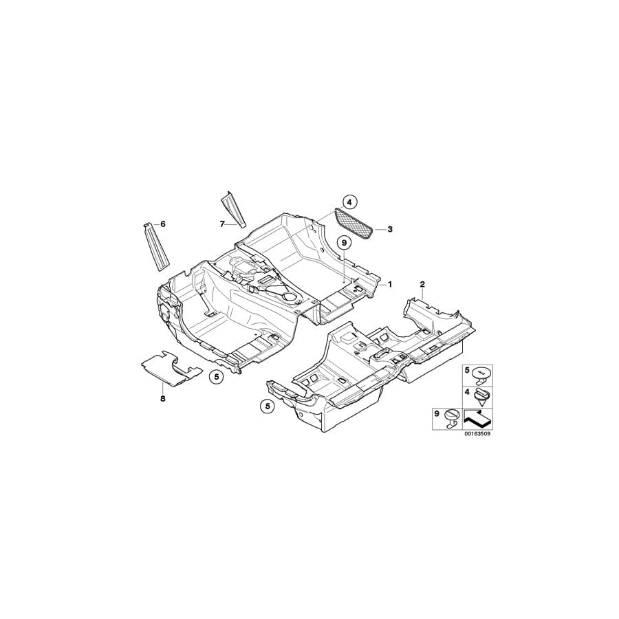 Genuine BMW 51477040612 E63 E64 Foam Insert Footwell Rear Right (Inc. 645Ci, 650i & M6)