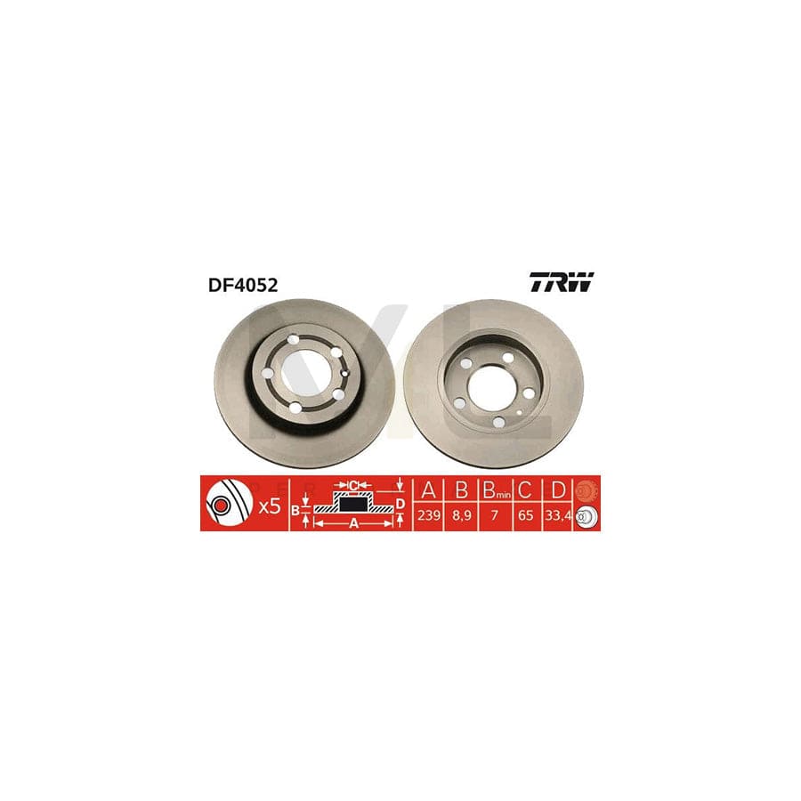 TRW DF4052 Brake Disc Solid, Painted - 1 piece