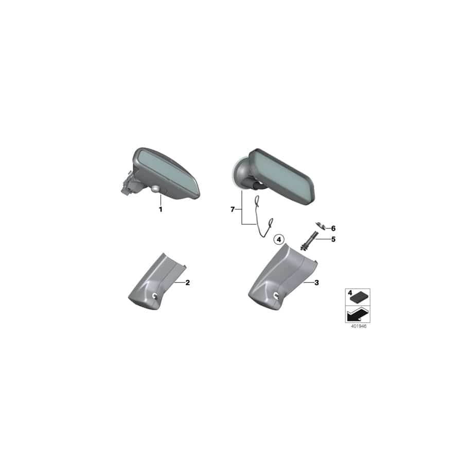 Genuine BMW 51166992178 F33 F30 Rearview Mirror Ec / Led / Fla (Inc. 330dX, 418i & 430d)
