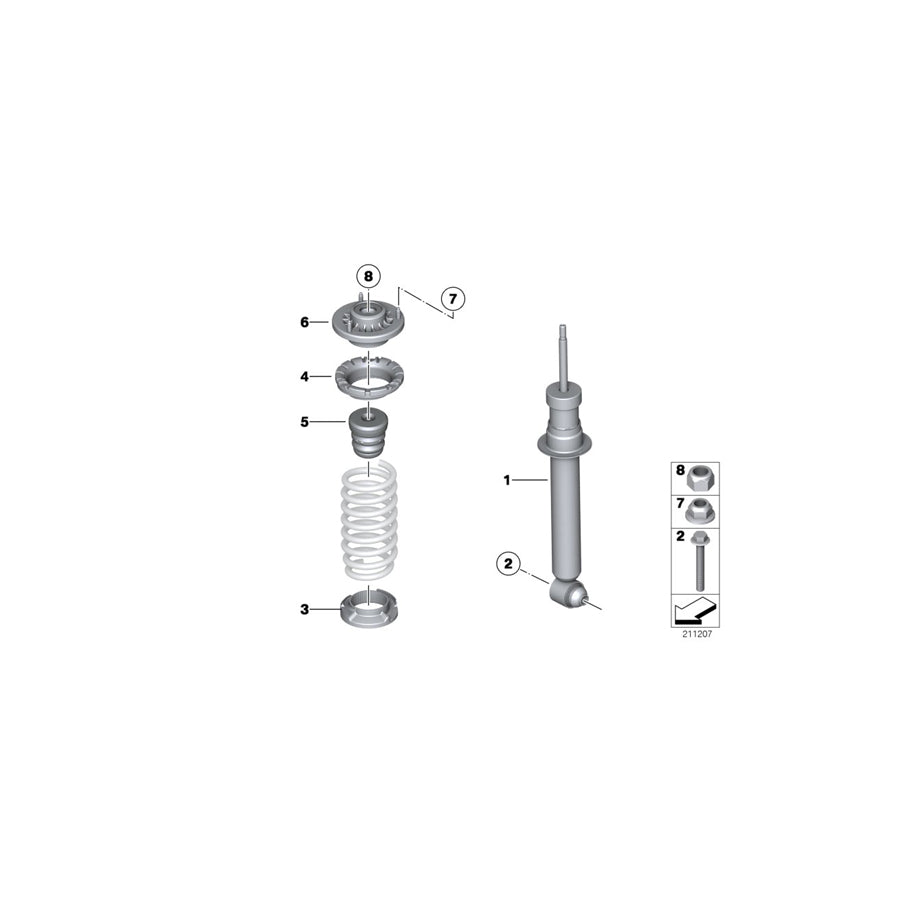 Genuine BMW 33526784023 F10 Spring Strut, Rear (Inc. 550i)