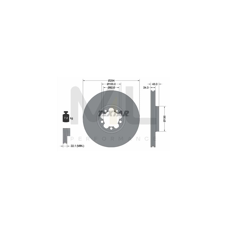 TEXTAR 92103800 Brake Disc for FORD TRANSIT Internally Vented, without wheel hub, without wheel studs - 1 piece