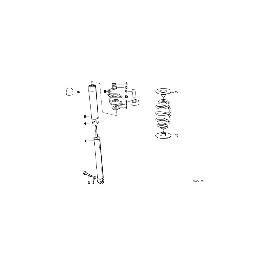 Genuine BMW 33521127491 E30 Shock Absorber, Rear BILSTEIN (Inc. 316, 318i & 323i)