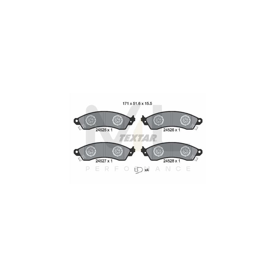 TEXTAR 2452501 Brake pad set with acoustic wear warning