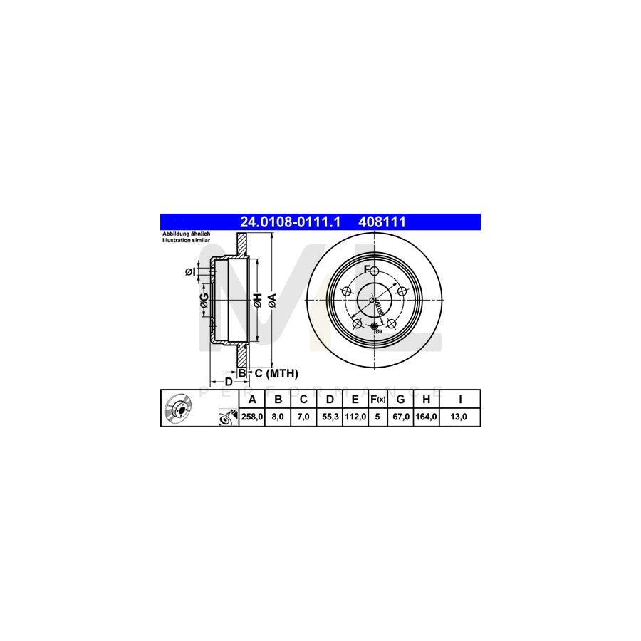 ATE 24.0108-0111.1 Brake Disc Solid, Coated - 1 piece
