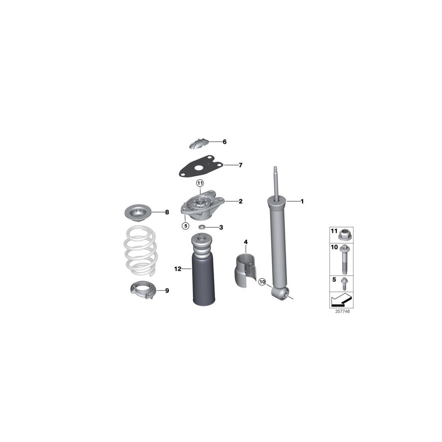Genuine BMW 33506888463 F39 Shock Absorber, Rear (Inc. X2 18d, X2 20d & X2 20i)