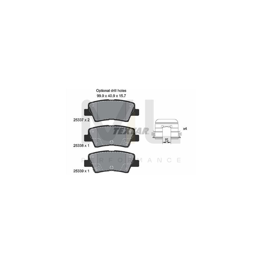 TEXTAR 2533707 Brake pad set with acoustic wear warning, with accessories