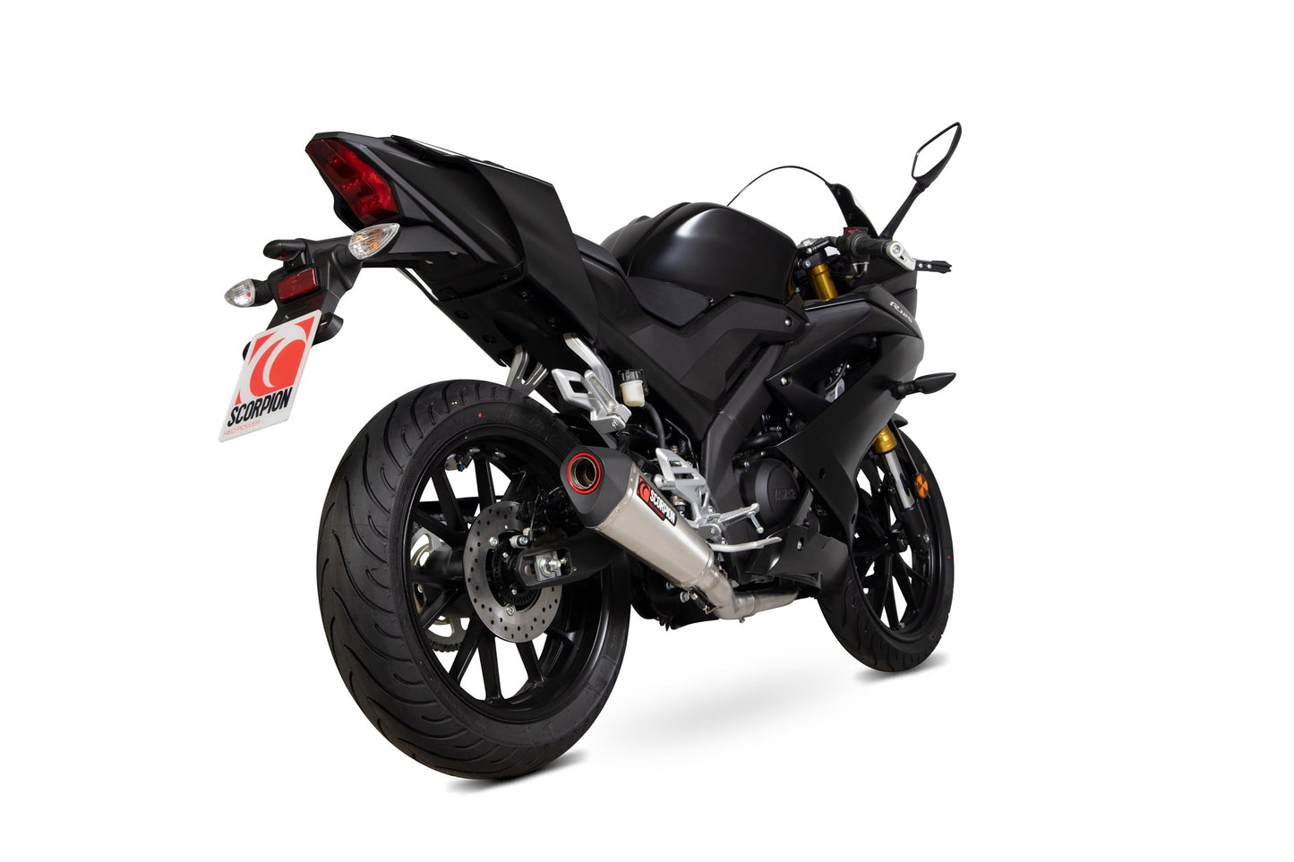 Scorpion RYA113SYSSEO Yamaha YZF-R125 Serket Taper Full System - Brushed Stainless Steel Sleeve | ML Performance UK UK