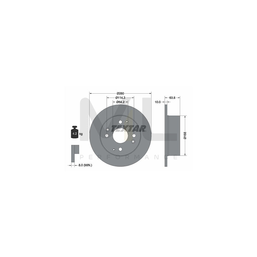 TEXTAR 92138600 Brake Disc for HONDA ACCORD Solid, without wheel hub, without wheel studs - 1 piece