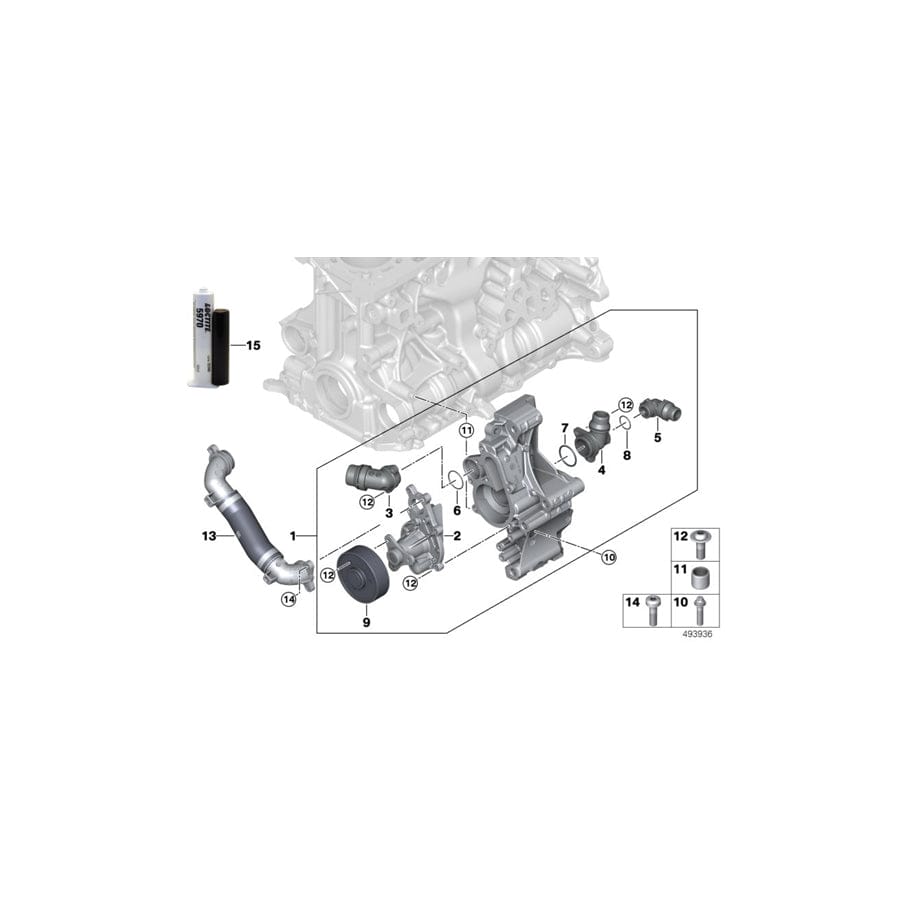 Genuine BMW 11538650984 G30 G06 G02 Line From Coolant Pump-Cylinder Head (Inc. Z4 20i, 330iX & X3 20i)