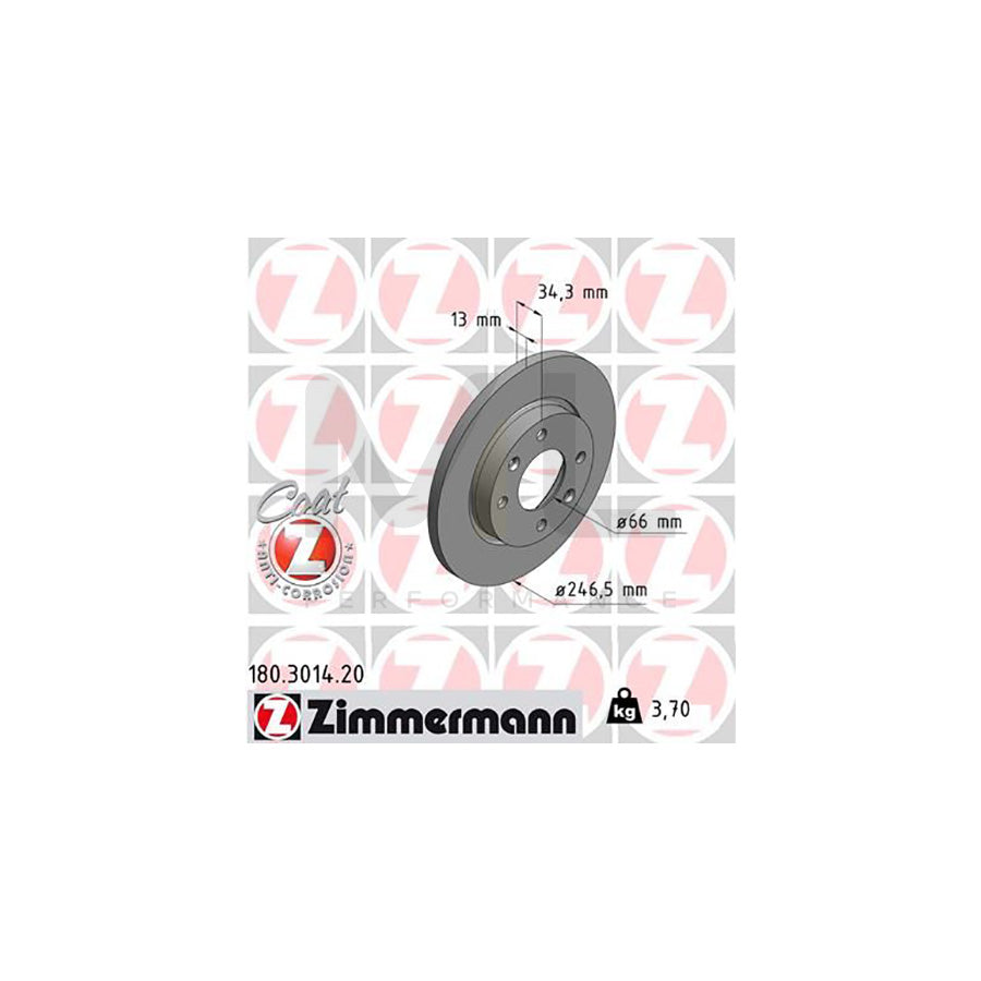 ZIMMERMANN COAT Z 180.3014.20 Brake Disc Solid, Coated - 1 piece