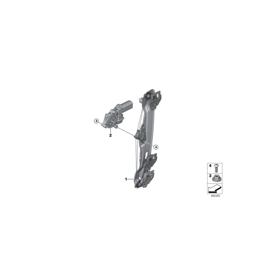 Genuine BMW 67627473090 F39 Drive, Window Lifter, Rear Right (Inc. X2 18d, X2 16d & X2 28i)