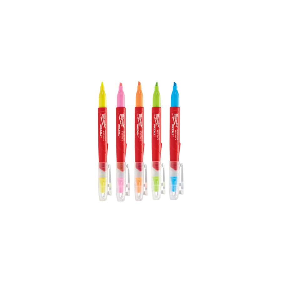 Milwaukee Hand Tools MHT48223206 INKZALL Highlighter Assorted Colours (Pack 5)