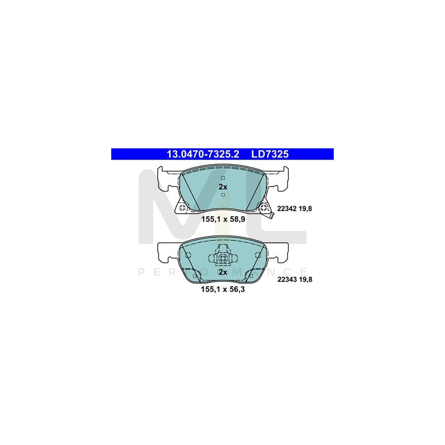 ATE Ceramic 13.0470-7325.2 Brake pad set with acoustic wear warning