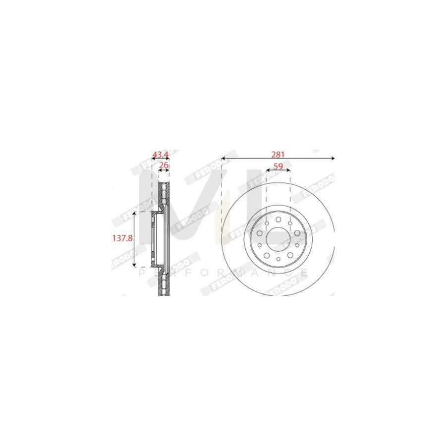 Ferodo DDF2776C Brake Disc for Fiat Tipo Vented - Pair