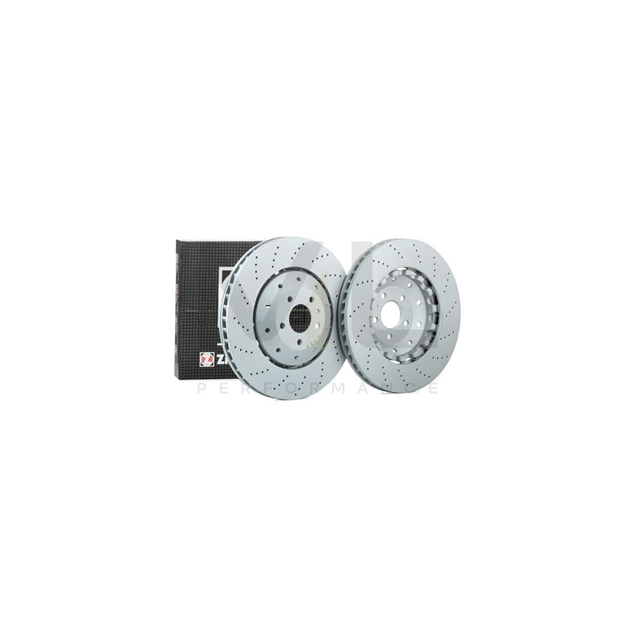 ZIMMERMANN FORMULA Z COAT Z 100.3369.70 Brake Disc for AUDI A6 Perforated, Two-piece brake disc, Vented, Coated, Alloyed / High-carbon - 1 piece