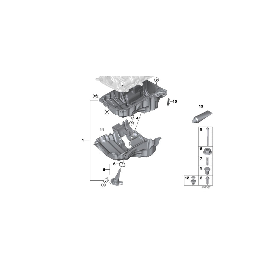 Genuine BMW 11138580122 G20 G31 G11 Oil Pan (Inc. 320i 1.6, 330e & 530e)