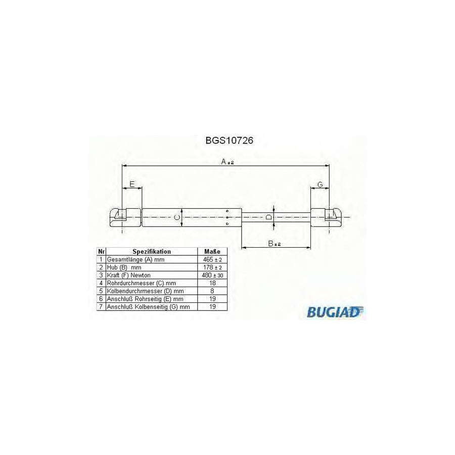 BUGIAD Bgs10726 Tailgate Strut