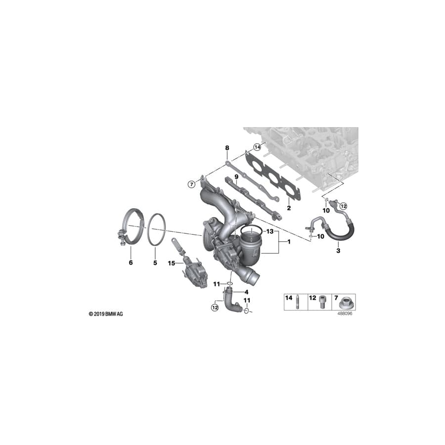 Genuine BMW 11659895978 F45 F55 F56 Turbocharger With Exhaust Manifold (Inc. 225xe, Cooper & Cooper ALL4)