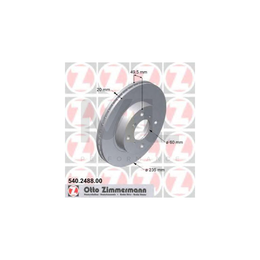 ZIMMERMANN 540.2488.00 Brake Disc for SUZUKI BALENO Internally Vented - 1 piece