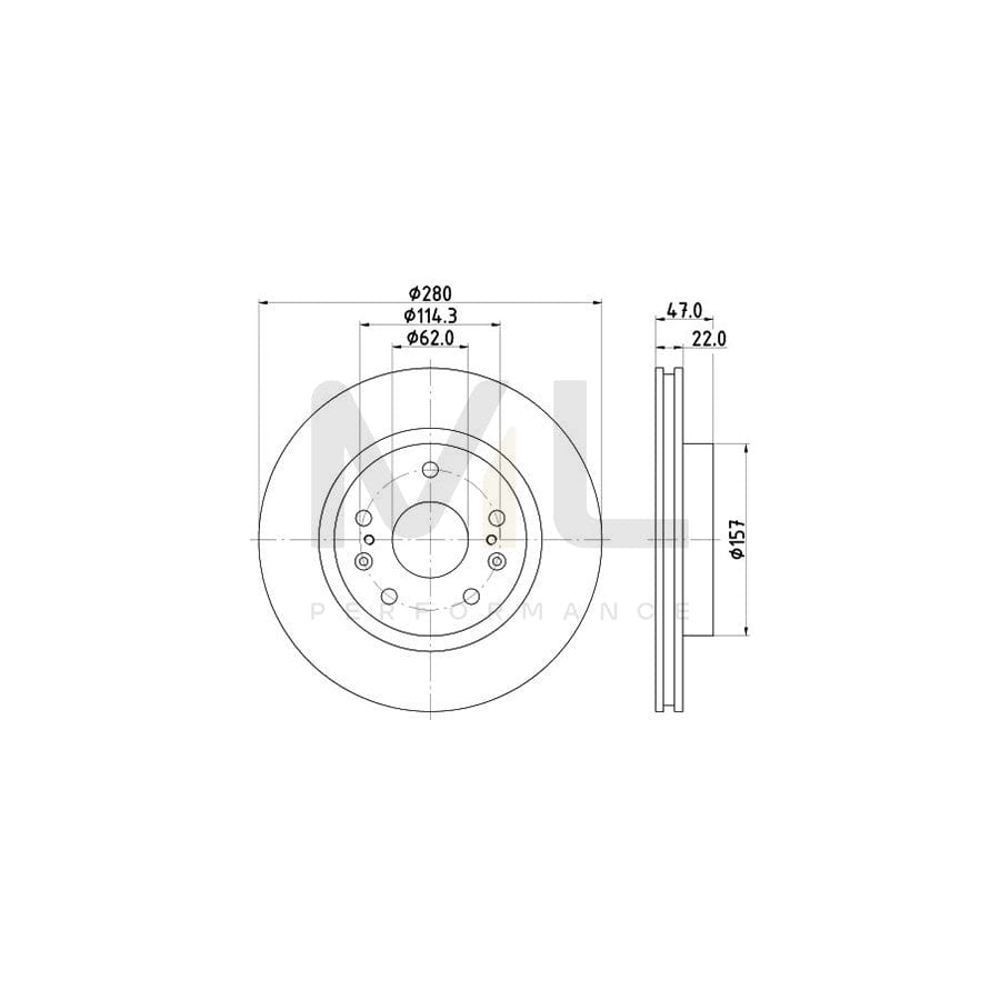 HELLA PRO 8DD 355 120-521 Brake Disc Internally Vented, Coated, without wheel hub, without wheel studs | ML Performance Car Parts