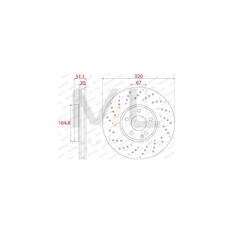 Ferodo DDF2559C Brake Disc Vented, Coated - Pair